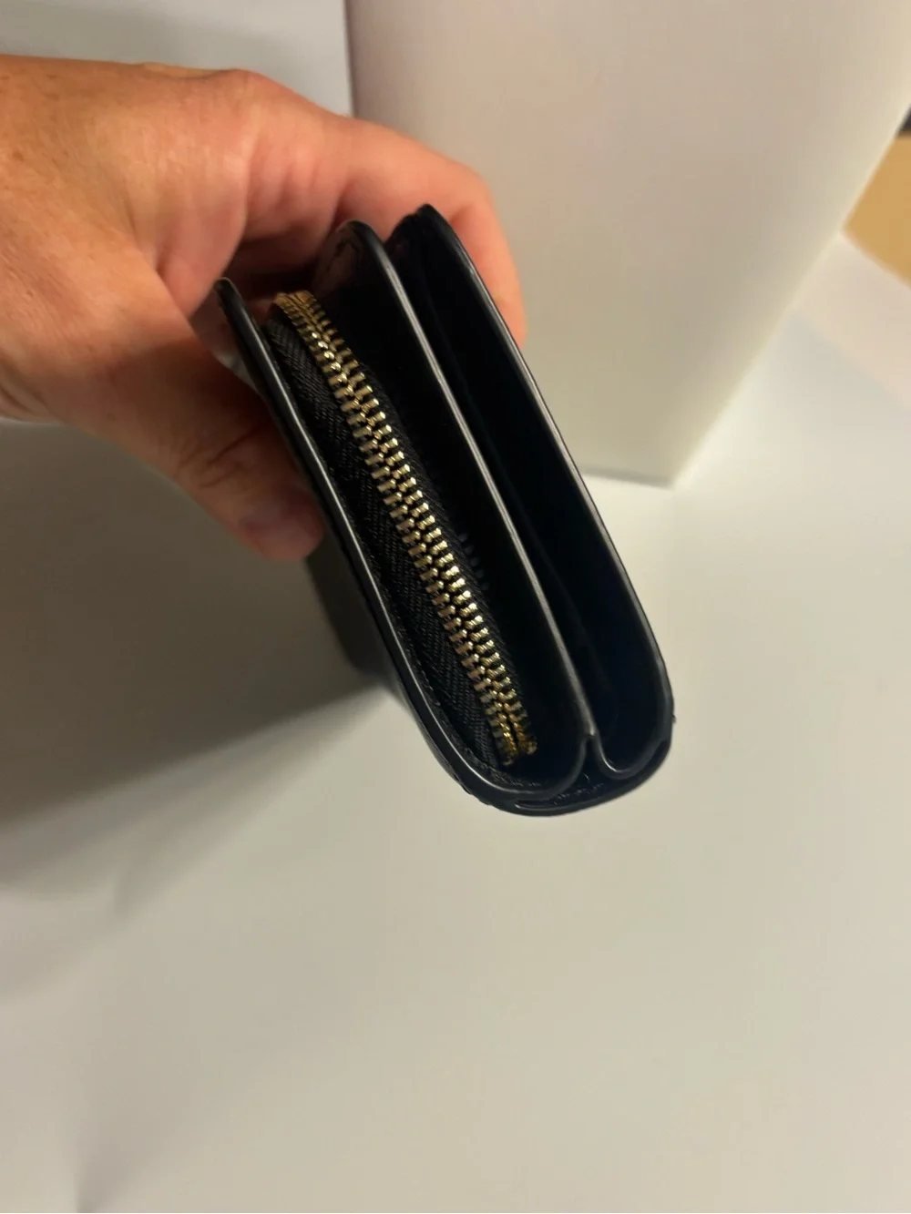 kate spade New York Black Saffiano Zip Wallet with Gold Logo